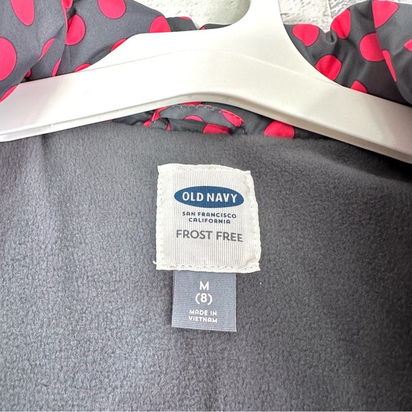Old Navy Girls Pink Gray Polka Dot Frost Free Puffer Vest - Size M (8) - Picture 7 of 8